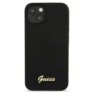 Оригинален гръб GUESS Silicone Script Gold Logo GUHMP13MLSLMGBK - iPhone 13 черен - Img 2