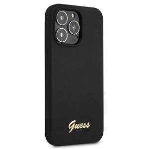Оригинален гръб GUESS Silicone Script Gold Logo GUHMP13XLSLMGBK - iPhone 13 Pro Max черен - Img 4
