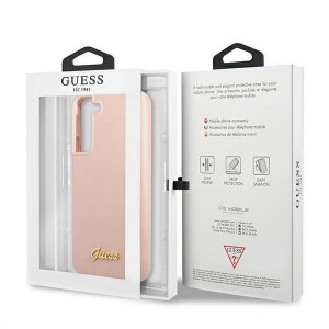 Оригинален гръб GUESS Silicone Script Metal Logo GUHCS22MLSLMGPP - Samsung Galaxy S22+ розов - Img 8