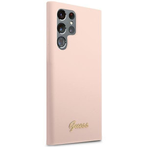 Оригинален гръб GUESS Silicone Script Metal Logo GUHCS23LLSLMGPP - Samsung Galaxy S23 Ultra розов - Img 4