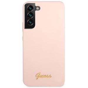 Оригинален гръб GUESS Silicone Script Metal Logo GUHCS23SLSLMGPP - Samsung Galaxy S23 розов - Img 3