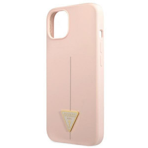 Оригинален гръб GUESS Silicone Triangle Logo GUHCP13MSLTGP - iPhone 13 розов - Img 6