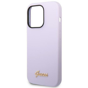 Оригинален гръб GUESS Silicone Vintage Gold Logo GUHCP14XSLSMU - iPhone 14 Pro Max лилав - Img 6