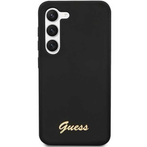 Оригинален гръб GUESS Silicone Vintage Gold Logo GUHCS23MSLSMK - Samsung Galaxy S23+ черен - Img 3
