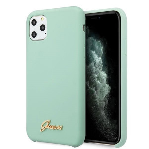 Оригинален гръб GUESS Silicone Vintage Gold Logo - iPhone 11 Pro Max зелен - Img 1
