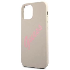 Оригинален гръб GUESS Silicone Vintage Script GUHCP12SLSVSGP - iPhone 12 mini бежов - Img 6