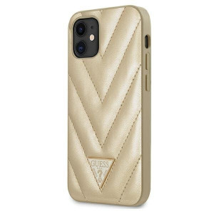 Оригинален гръб GUESS V-Quilted GUHCP12SPUVQTMLBE - iPhone 12 mini златист - Img 1