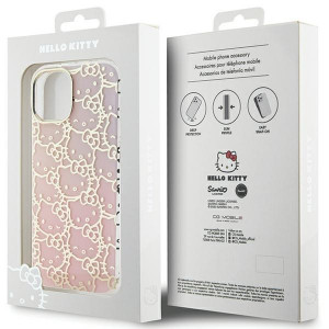 Оригинален гръб Hello Kitty IML Gradient Electrop Crowded Kitty Head - iPhone 15 розов - Img 8