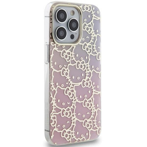 Оригинален гръб Hello Kitty IML Gradient Electrop Crowded Kitty Head - iPhone 14 Pro розов - Img 4