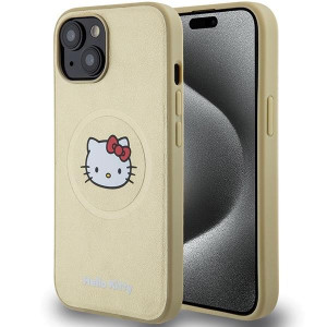 Оригинален гръб Hello Kitty Leather Kitty Head MagSafe - iPhone 14 златист - Img 1