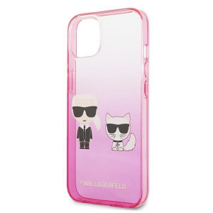 Оригинален гръб KARL LAGERFELD Gradient Ikonik Karl & Choupette KLHCP13STGKCP - iPhone 13 mini розов - Img 6