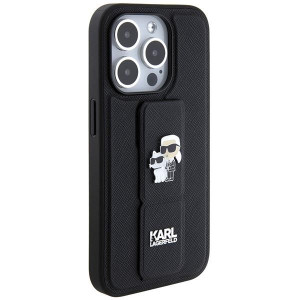 Оригинален гръб KARL LAGERFELD Gripstand Saffiano Karl & Choupette Pins - iPhone 13 Pro черен - Img 4