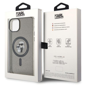 Оригинален гръб KARL LAGERFELD Karl & Choupette Glitter MagSafe - iPhone 15 черен - Img 8