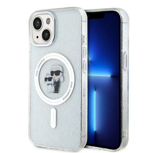 Оригинален гръб KARL LAGERFELD Karl & Choupette Glitter MagSafe - iPhone 15 прозрачен - Img 1