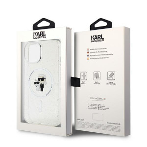 Оригинален гръб KARL LAGERFELD Karl & Choupette Glitter MagSafe - iPhone 15 прозрачен - Img 8