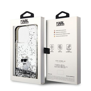 Оригинален гръб KARL LAGERFELD Liquid Glitter Choupette - iPhone 14 Pro Max прозрачен - Img 8