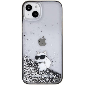 Оригинален гръб KARL LAGERFELD Liquid Glitter Choupette - iPhone 15 Plus прозрачен - Img 3