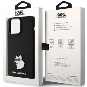 Оригинален гръб KARL LAGERFELD Silicone Choupette Metal Pin - iPhone 15 Pro черен - Img 8