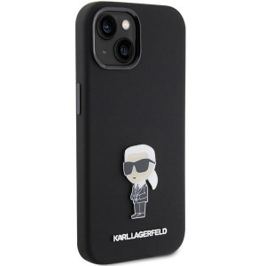 Оригинален гръб KARL LAGERFELD Silicone Ikonik Metal Pin - iPhone 15 черен - Img 4