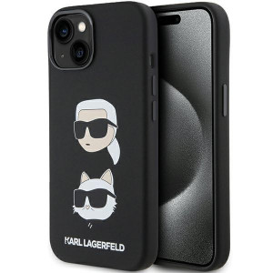 Оригинален гръб KARL LAGERFELD Silicone Karl & Choupette Head - iPhone 15 Plus / 14 Plus черен - Img 1