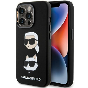 Оригинален гръб KARL LAGERFELD Silicone Karl & Choupette Head - iPhone 15 Pro Max черен - Img 1