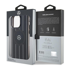 Оригинален гръб MERCEDES Double Layer Crossed Lines MagSafe - iPhone 15 Pro черен - Img 8