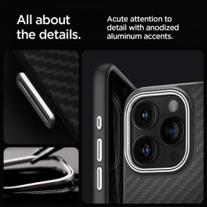 Оригинален гръб SPIGEN Enzo Aramid MagSafe - iPhone 15 Pro черен мат - Img 12