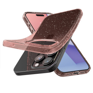 Оригинален гръб SPIGEN Liquid Crystal Glitter - iPhone 15 Pro розов кварц - Img 5