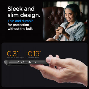Оригинален гръб SPIGEN Optik Armor MagSafe - iPhone 15 Pro черен - Img 17