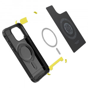 Оригинален гръб SPIGEN Rugged Armor MagSafe - iPhone 15 Pro черен мат - Img 9