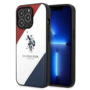Оригинален гръб US POLO Tricolor Embossed USHCP14XPSO3 - iPhone 14 Pro Max бял - Img 1