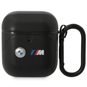 Оригинален калъф за слушалки BMW Leather Curved Line BMA222PVTK - AirPods 1 / 2 черен - Img 1