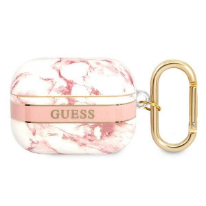 Оригинален калъф за слушалки GUESS Marble Strap GUAPHCHMAP - AirPods Pro розов - Img 1