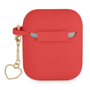 Оригинален калъф за слушалки GUESS Silicone Charm Heart GUA2LSCHSR - AirPods 1 / 2 червен - Img 2