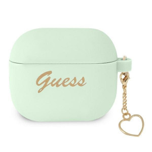 Оригинален калъф за слушалки GUESS Silicone Charm Heart GUA3LSCHSN - AirPods 3 зелен - Img 1