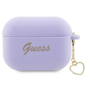 Оригинален калъф за слушалки GUESS Silicone Charm Heart GUAP2LSCHSU - AirPods Pro 2 лилав - Img 1
