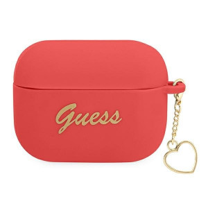 Оригинален калъф за слушалки GUESS Silicone Charm Heart GUAPLSCHSR - AirPods Pro червен / червен - Img 1
