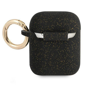 Оригинален калъф за слушалки GUESS Silicone Glitter GUA2SGGEK - AirPods 1 / 2 черен - Img 2
