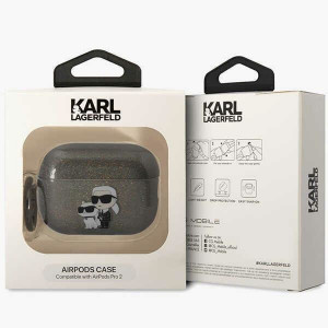 Оригинален калъф за слушалки Karl LAGERFELD Glitter Karl&Choupette KLAP2HNKCTGK - AirPods Pro 2 черен - Img 4