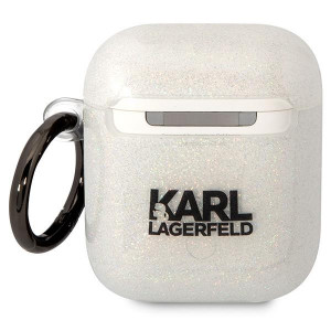 Оригинален калъф за слушалки Karl LAGERFELD Glitter Karl&Choupette KLA2HNKCTGT - AirPods 1 / 2 прозрачен - Img 2