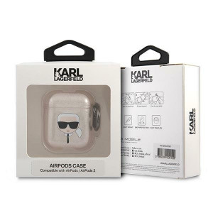 Оригинален калъф за слушалки Karl LAGERFELD Glitter Karl's Head KLA2UKHGD – AirPods1 / 2 златист - Img 3