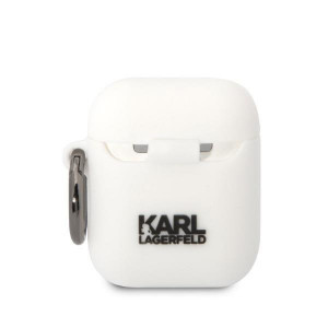 Оригинален калъф за слушалки Karl LAGERFELD Silicone Choupette Head 3D KLA2RUNCHH - AirPods 1 / 2 бял - Img 2