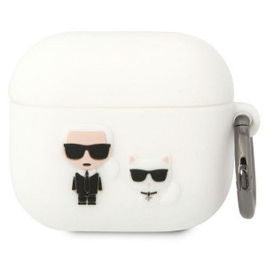 Оригинален калъф за слушалки Karl LAGERFELD Silicone Karl&Choupette KLACA3SILKCW - AirPods 3 бял - Img 1