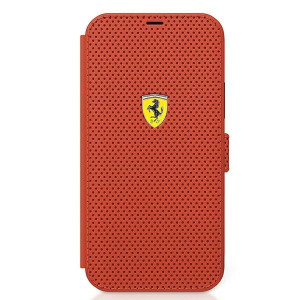 Оригинален калъф тип книга FERRARI Track Perforated FESPEFLBKP12SRE - iPhone 12 mini червен - Img 4