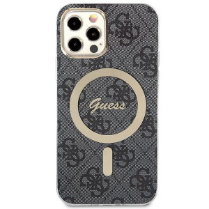 Оригинален комплект GUESS 4G Print (гръб + зарядно) MagSafe GUBPP12MH4EACSK - iPhone 12 / 12 Pro черен - Img 3