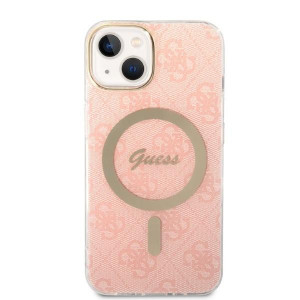 Оригинален комплект GUESS 4G Print (гръб + зарядно) MagSafe GUBPP14MH4EACSP - iPhone 14 Plus розов - Img 3
