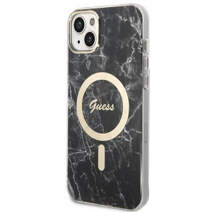 Оригинален комплект GUESS Marble (гръб + зарядно) MagSafe GUBPP14SHMEACSK - iPhone 14 черен - Img 2