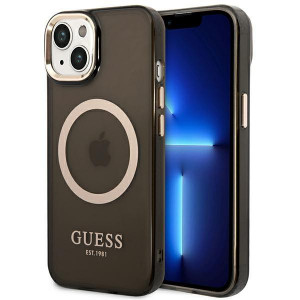 Оригинален полупрозрачен твърд гръб GUESS Gold Outline MagSafe GUHMP14SHTCMK - iPhone 14 черен - Img 1
