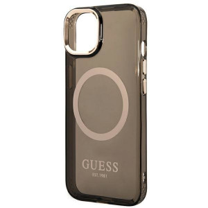 Оригинален полупрозрачен твърд гръб GUESS Gold Outline MagSafe GUHMP14SHTCMK - iPhone 14 черен - Img 6