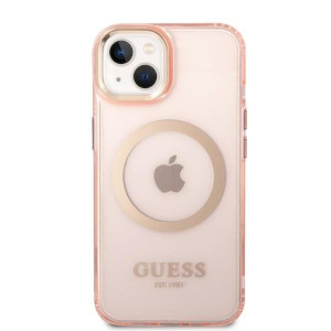 Оригинален полупрозрачен твърд гръб GUESS Gold Outline MagSafe GUHMP14SHTCMP - iPhone 14 розов - Img 3